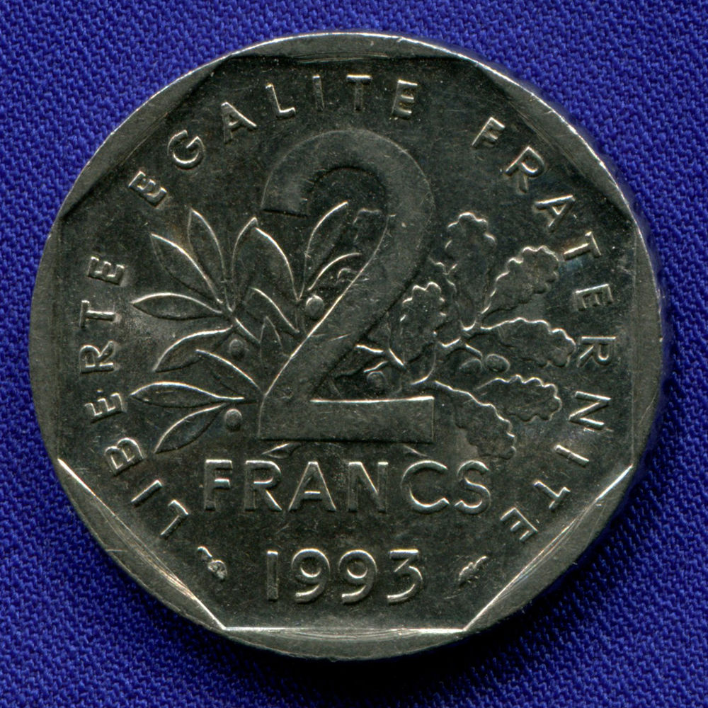 Франция 2 франка 1993 aUNC Жан Мулен  - 1