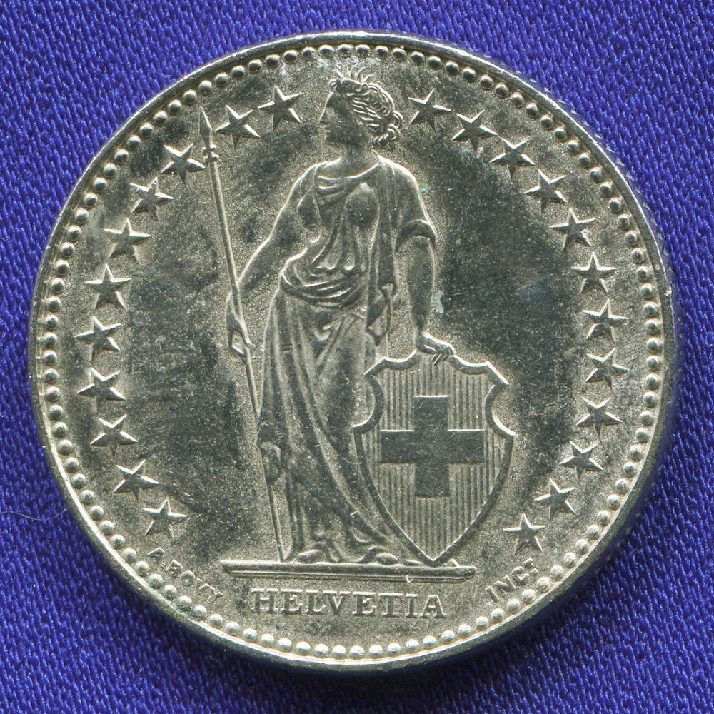 Швейцария 2 франка 2008 AU  - 1
