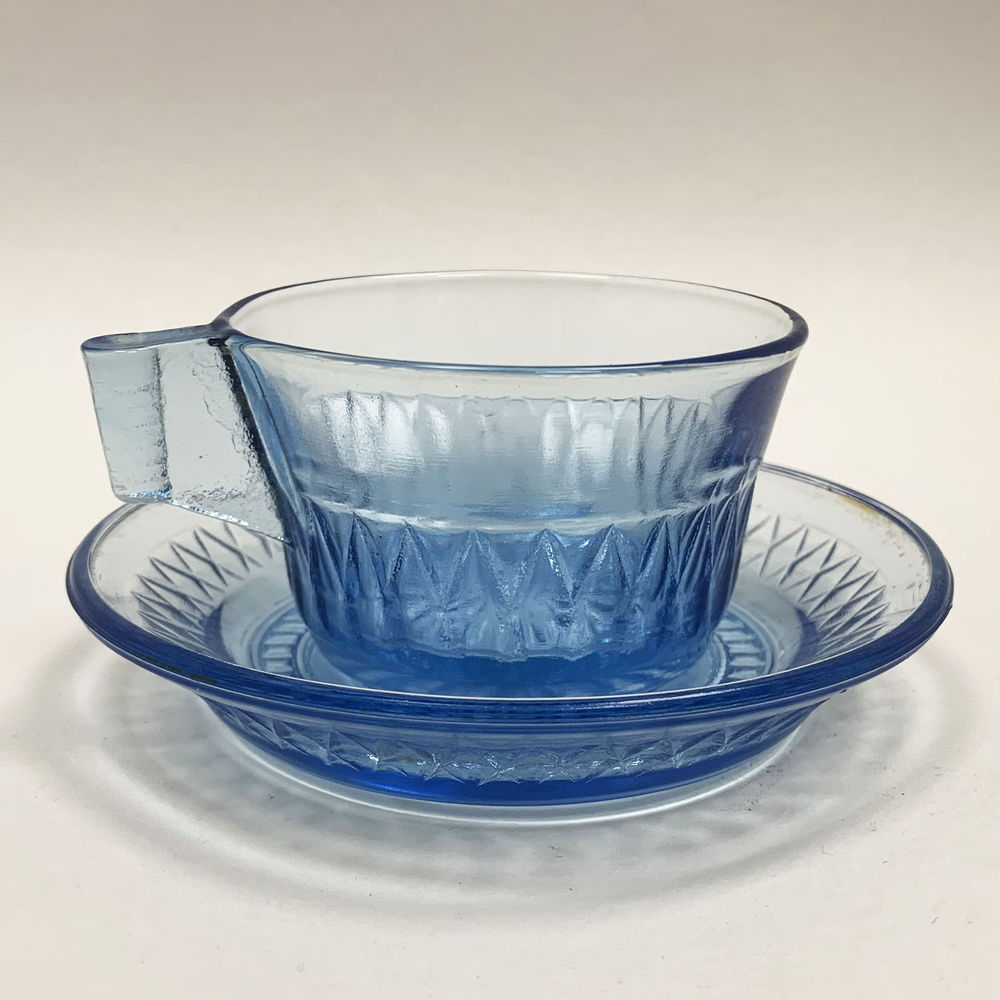 Чайная пара 2-я половина XX века, синее (голубое) стекло. (2 пары) - 2