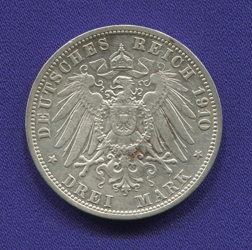 Германия/Баден 3 марки 1910 XF-aUNC  - 1