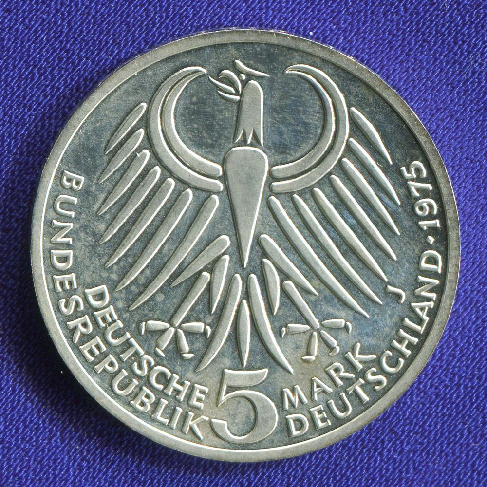 ФРГ 5 марок 1975 Proof 50 лет со дня смерти Фридриха Эберта  - 1