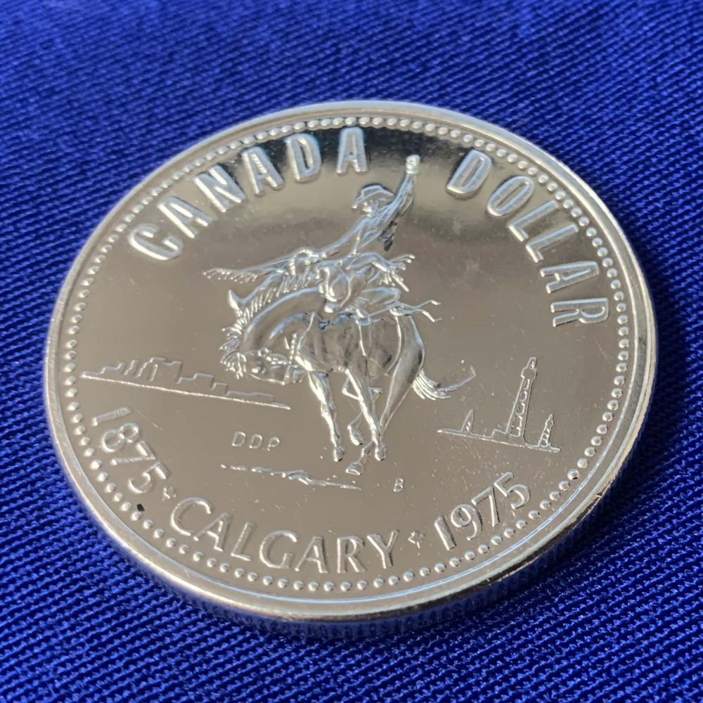 Канада 1 доллар 1975 UNC 100 лет городу Калгари  - 1