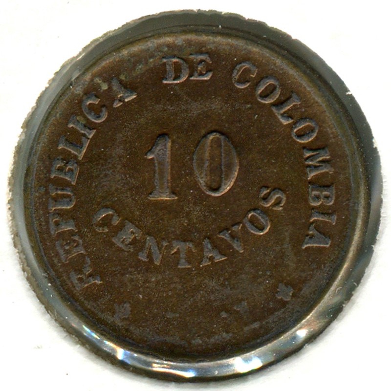Колумбия leprosarium coinage 10 сентаво 1901 #23 VF - 1