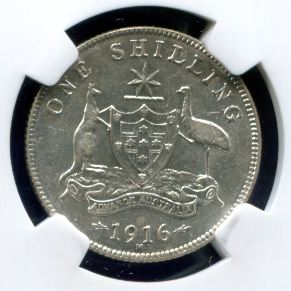 Австралия 1 шиллинг 1916 NGS AU55  - 3