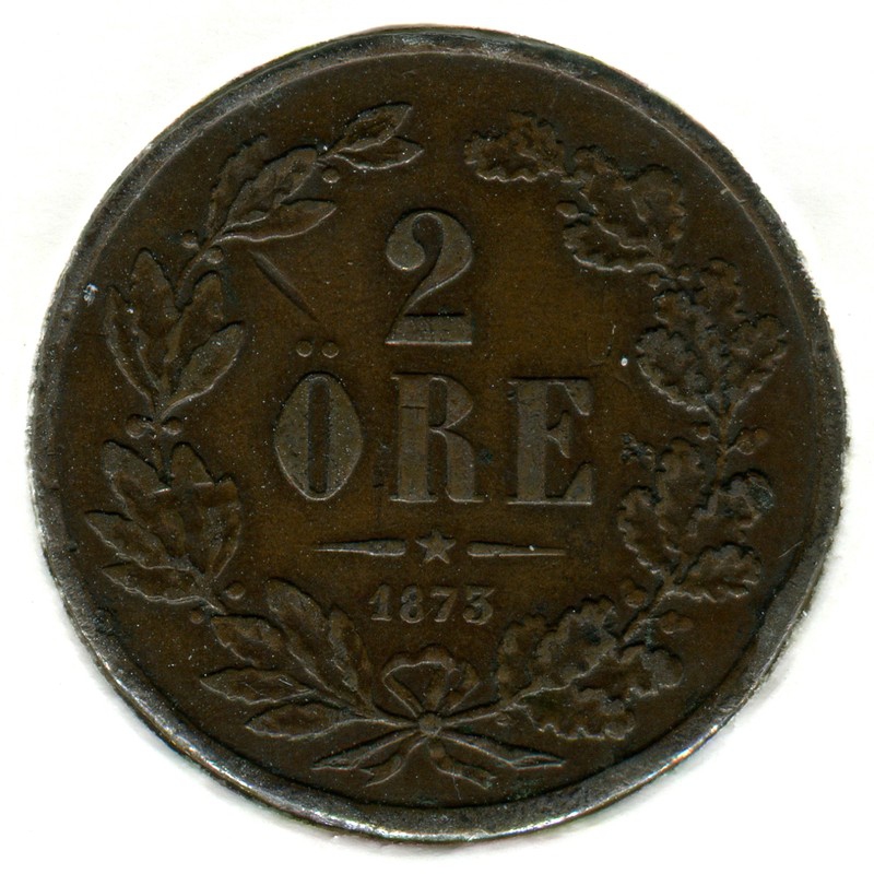 Швеция 2 эйре 1873 #729 VF - 1