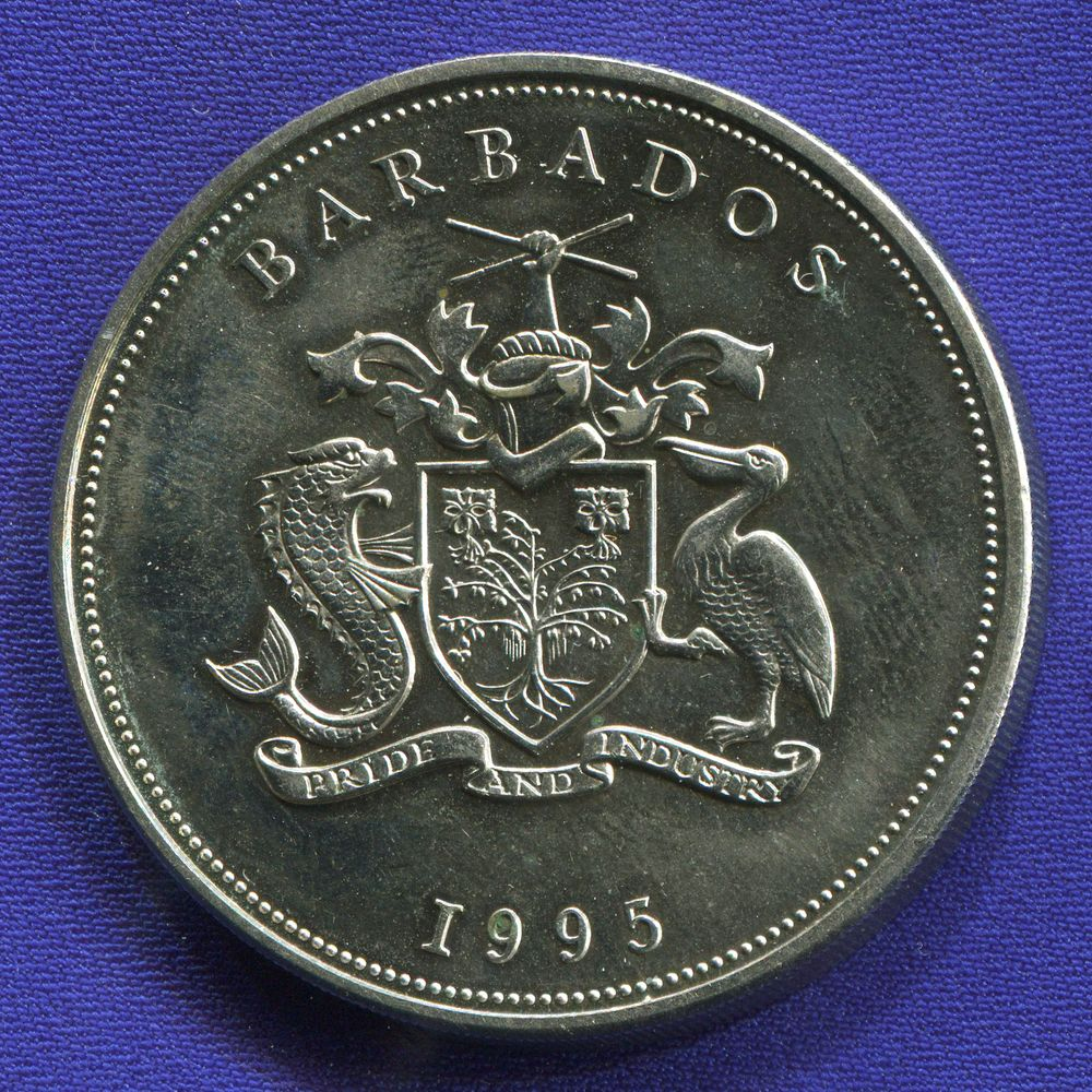 Барбадос 5 долларов 1995 50 лет ООН  - 1