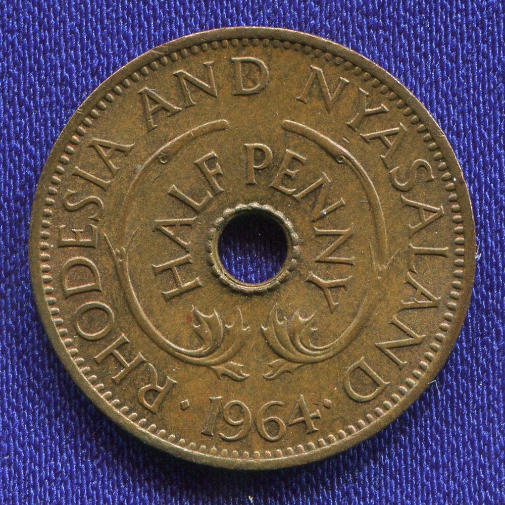 Родезия и Ньясаленд 1/2 пенни 1964 UNC  - 1