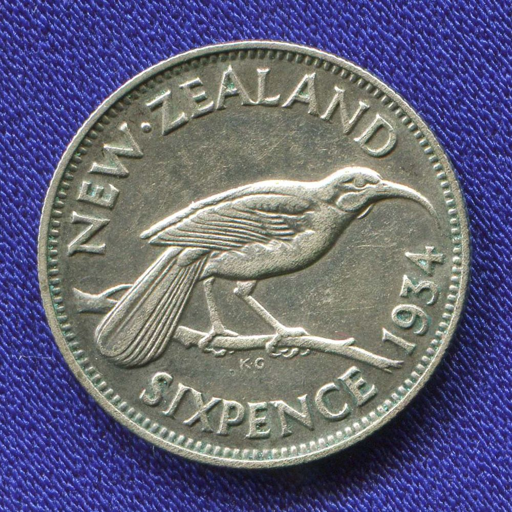 Новая Зеландия 6 пенсов 1934 XF  - 1