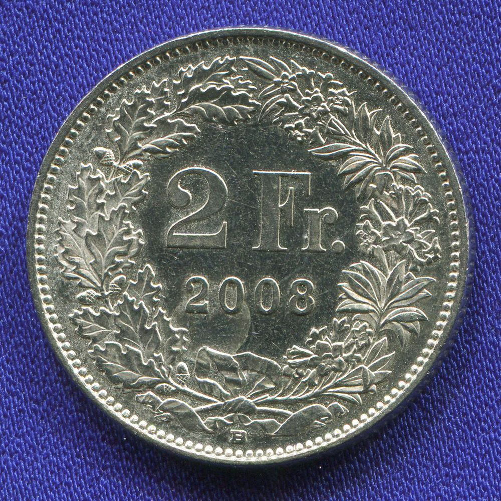 Швейцария 2 франка 2008 AU 