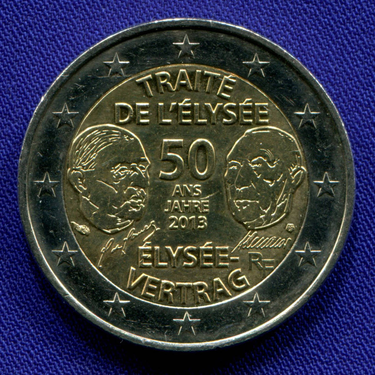 Франция 2 евро 2013 XF 50 лет Елисейскому договору  - 11053