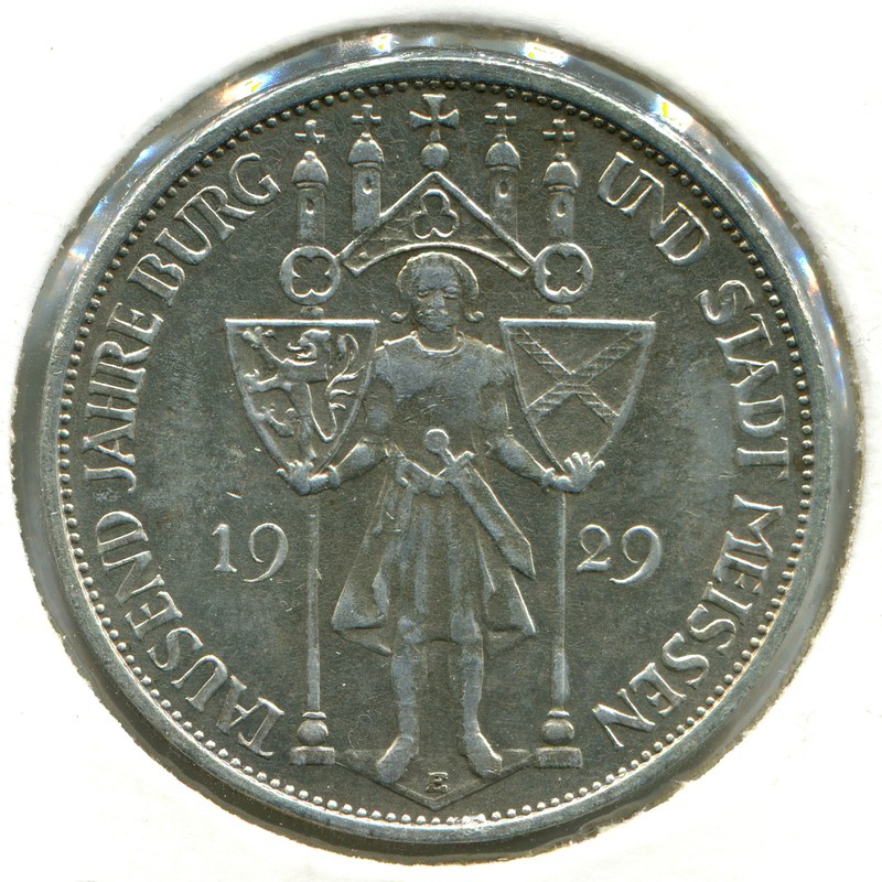 Веймарская республика 3 марки 1929 #65 aUNC