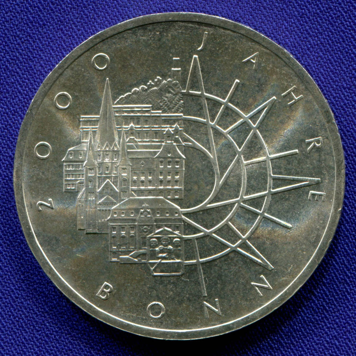 ФРГ 10 марок 1989 aUNC 2000 лет городу Бонн 