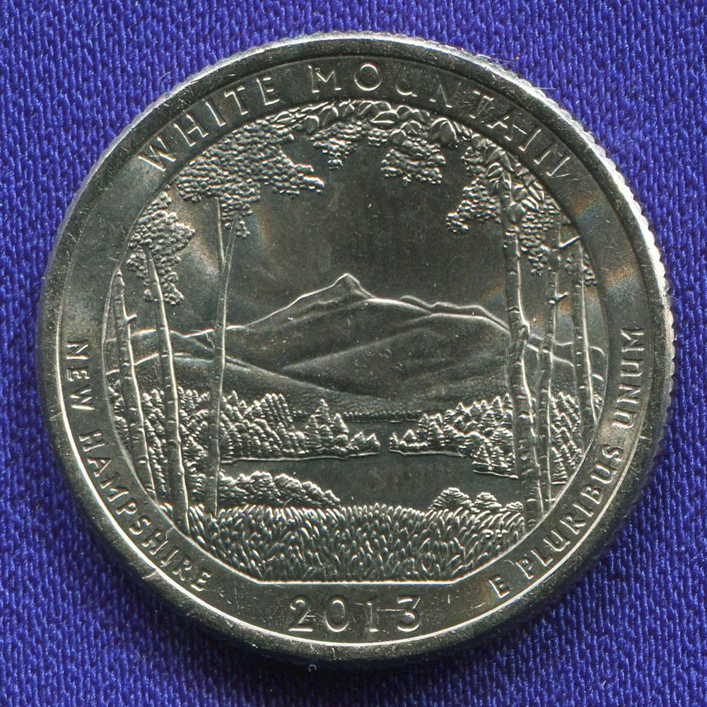 США 25 центов 2013 UNC Парк Белые горы  - 40900