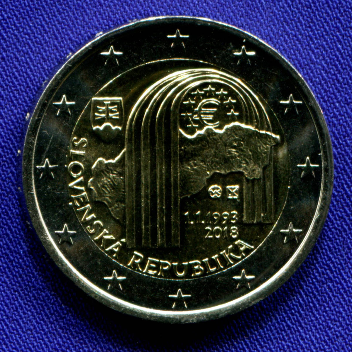 Словакия 2 евро 2018 UNC 25 лет Словацкой республике  - 19307