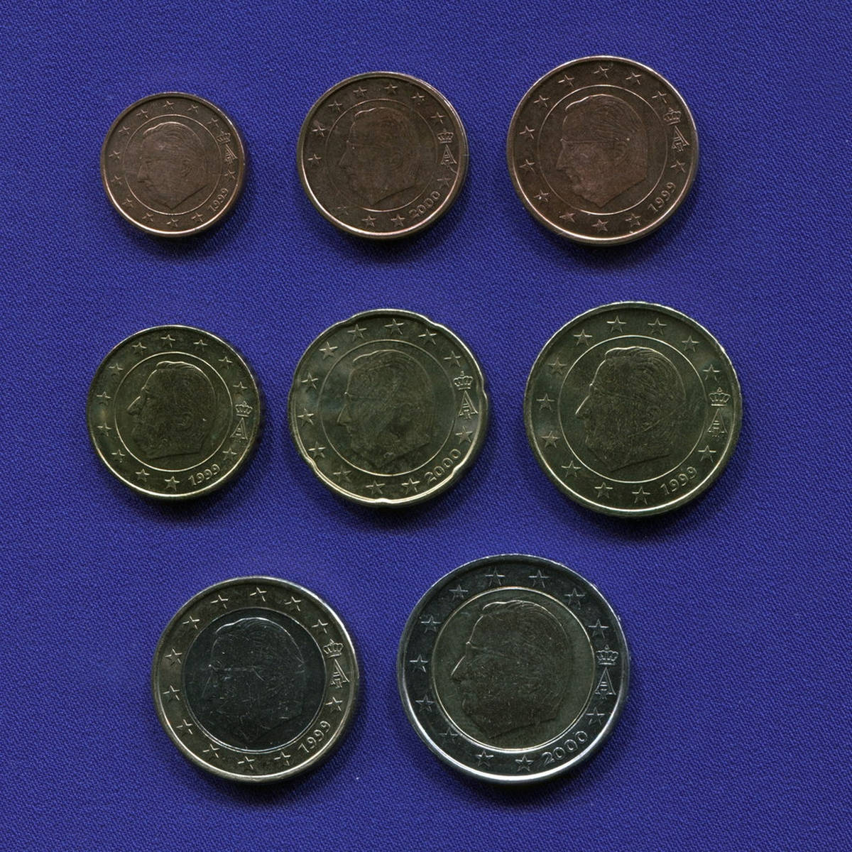 Набор монет Бельгии EURO 8 монет 1999 - 2000 UNC