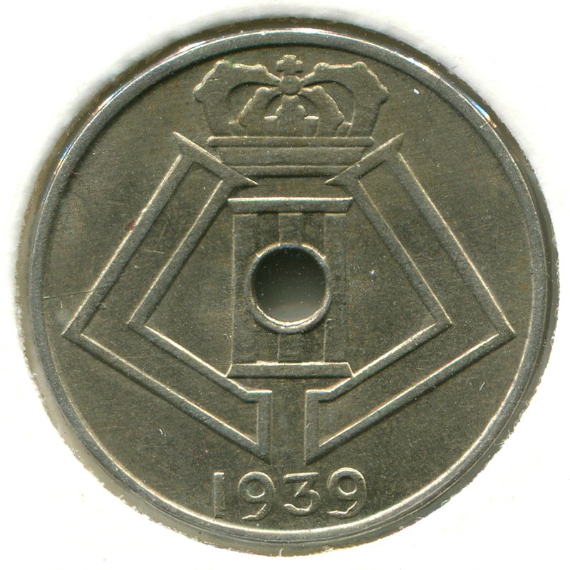 Бельгия 5 сантимов 1939 #111 aUNC