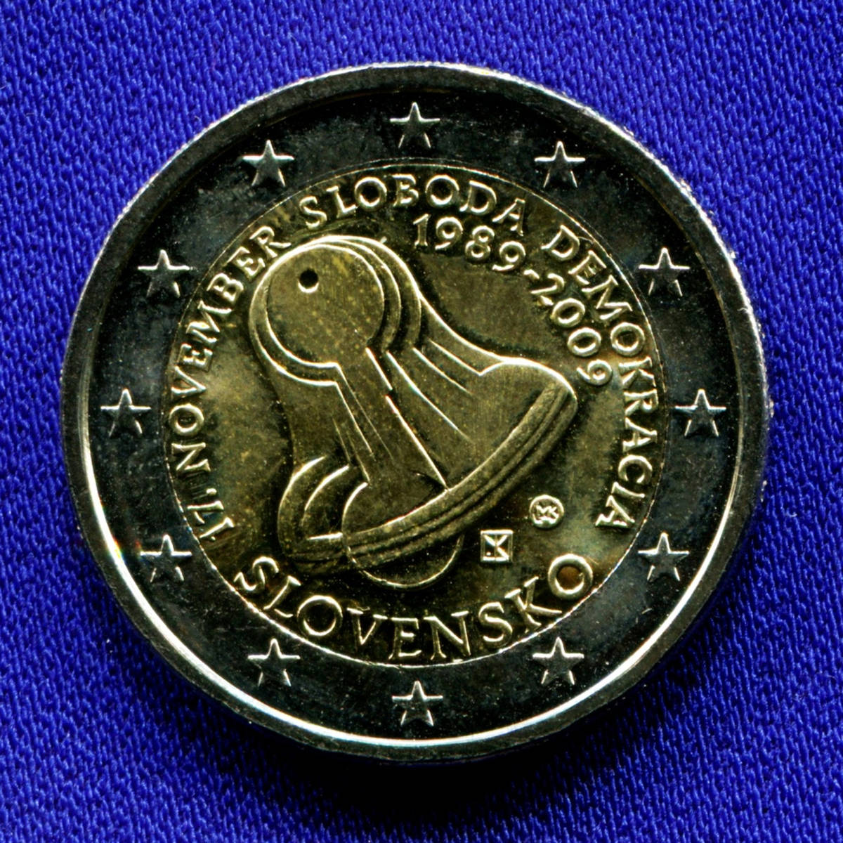 Словакия 2 евро 2009 UNC Бархатная революция  - 9027