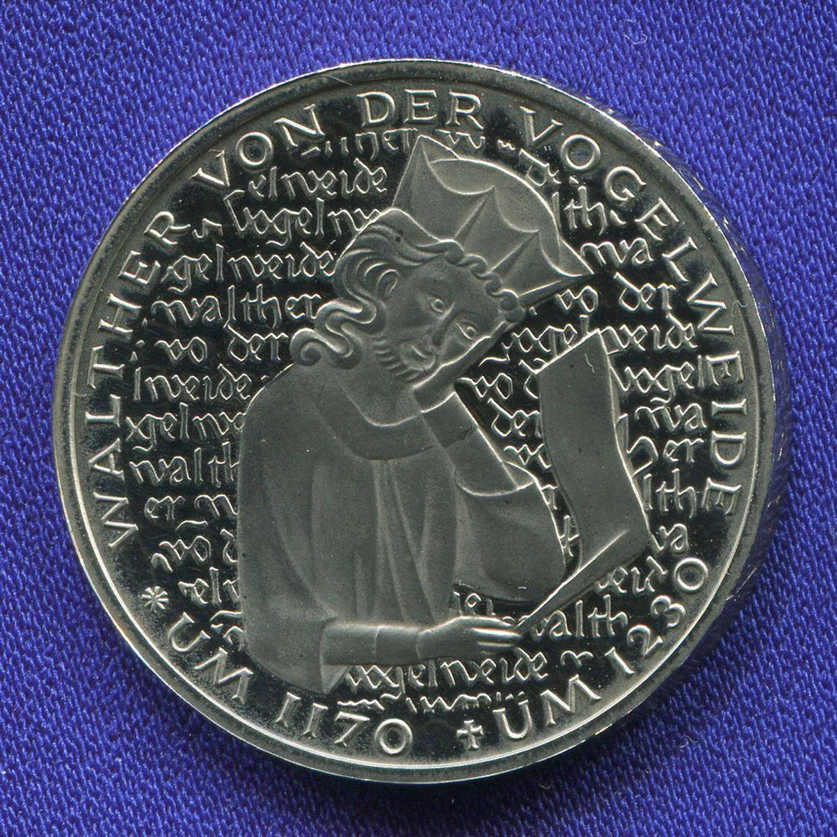 ФРГ 5 марок 1980 Proof 750 лет со дня смерти Вальтера фон дер Фогельвейде  - 37462