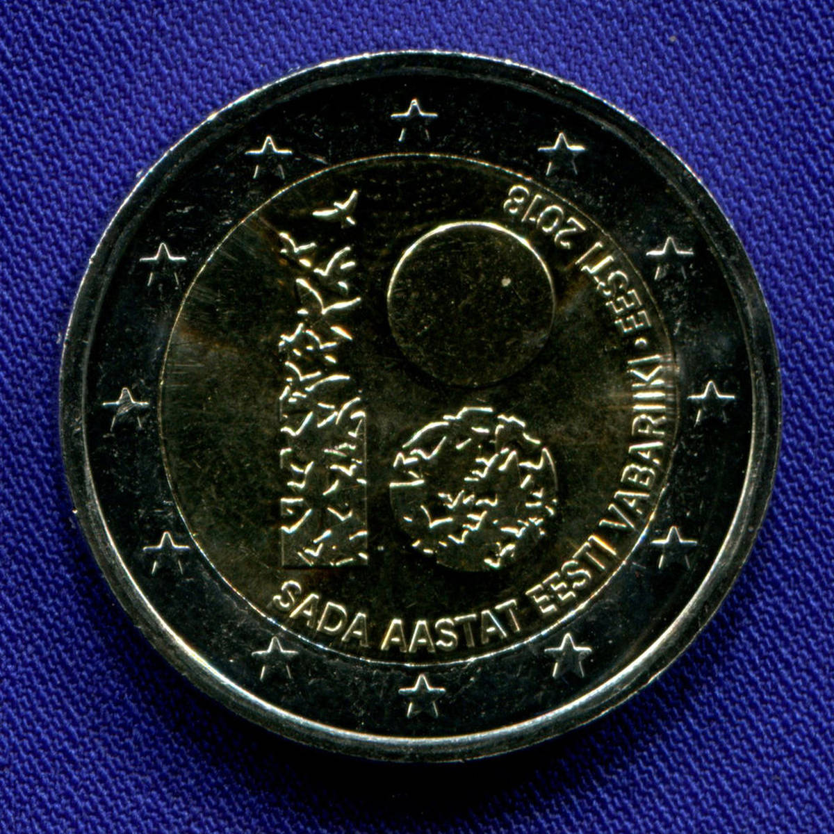 Эстония 2 евро 2018 UNC 100 лет республике  - 20127