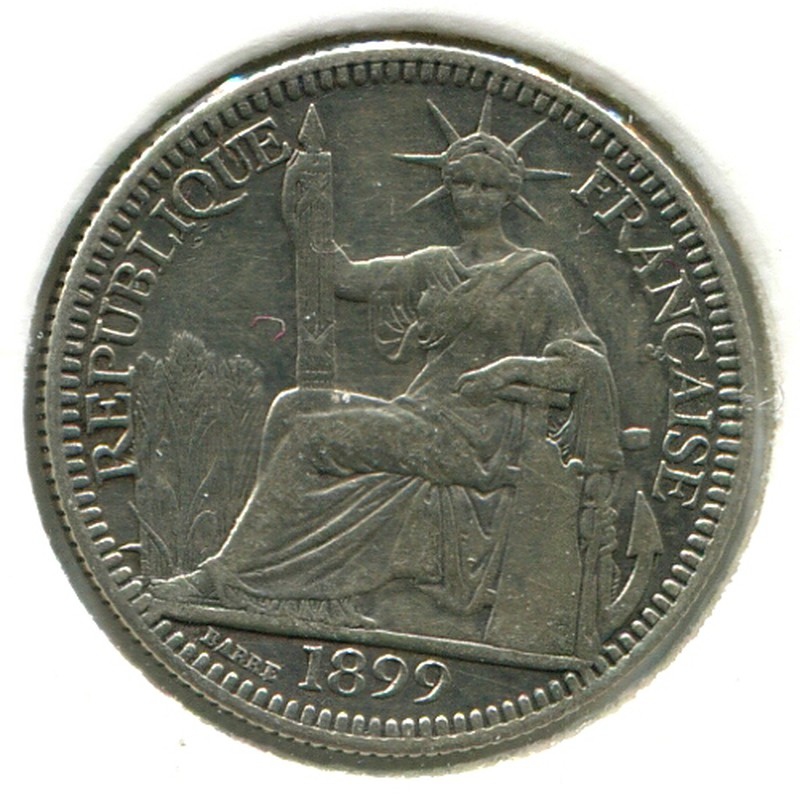 Французский Индокитай 10 центов 1899 #9 GVF