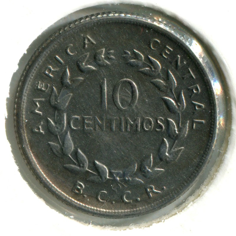 Коста-Рика 10 сантимов 1958 #185.1a BU