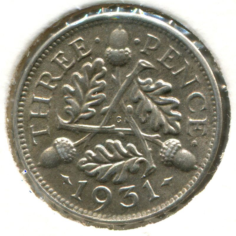 Англия 3 пенса 1931 SP 4045 aUNC