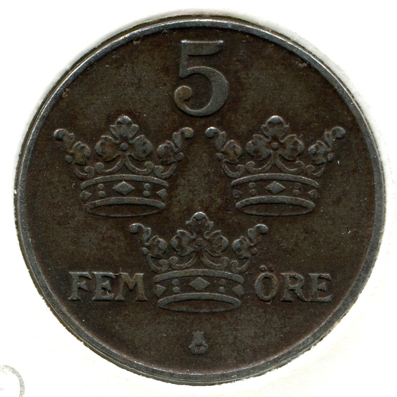 Швеция 5 эйре 1945 #812 XF