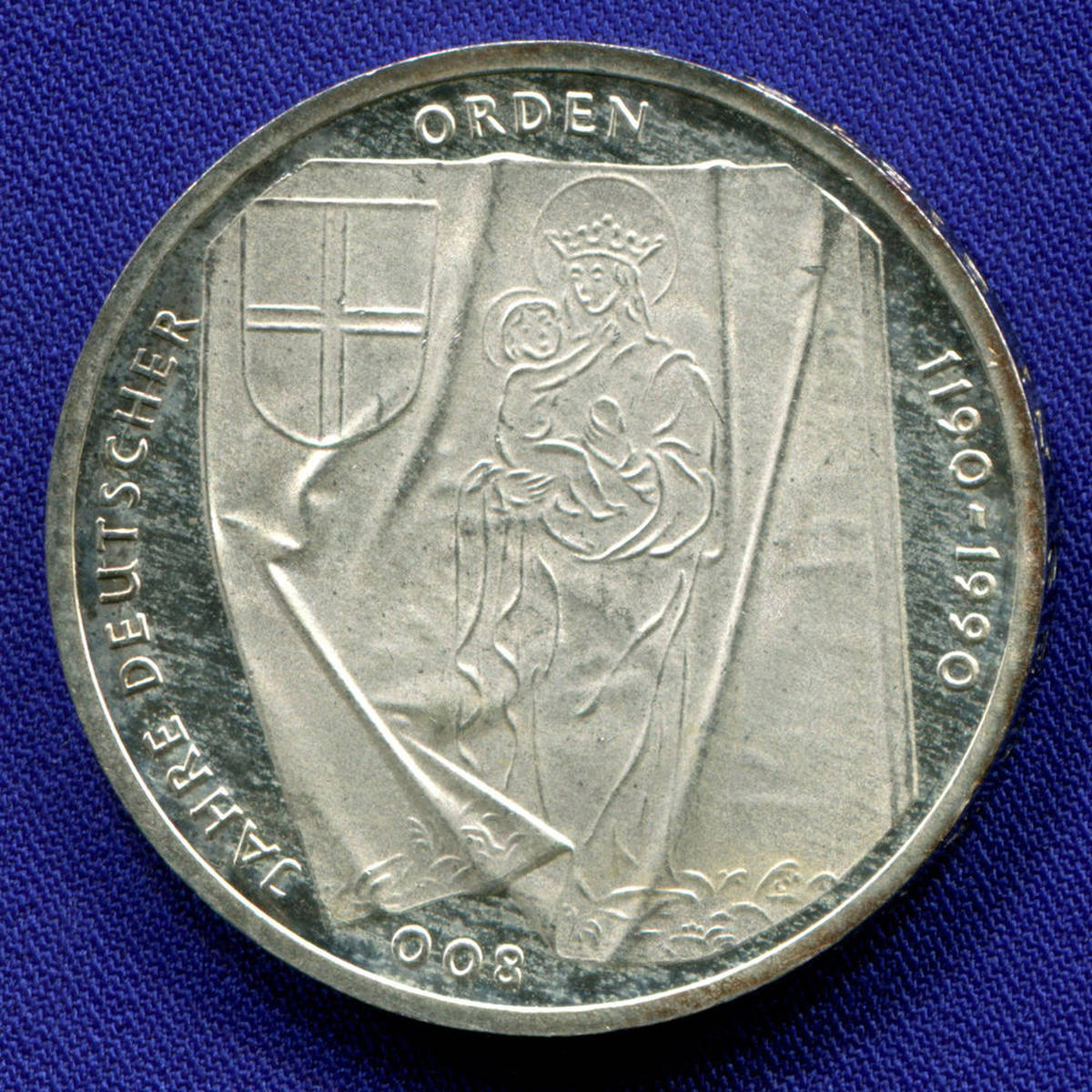 Германия 10 марок 1990 aUNC 800 лет Тевтонскому Ордену 