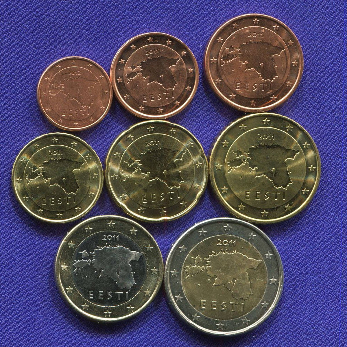 Набор монет Эстонии EURO 8 монет 2011 UNC - 37881