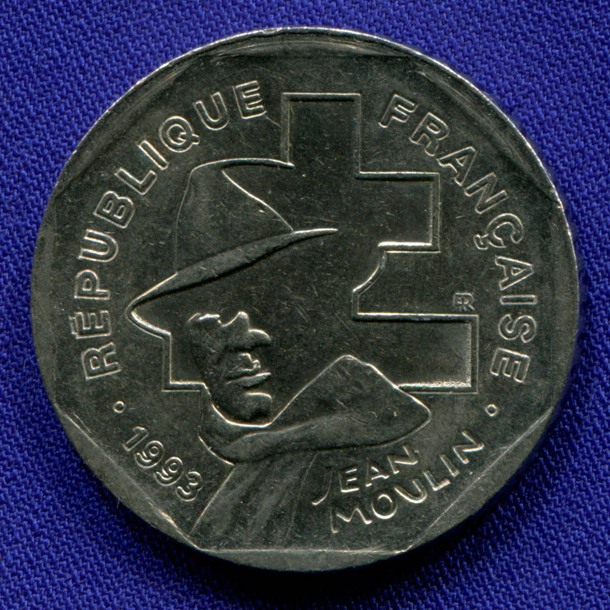 Франция 2 франка 1993 aUNC Жан Мулен 