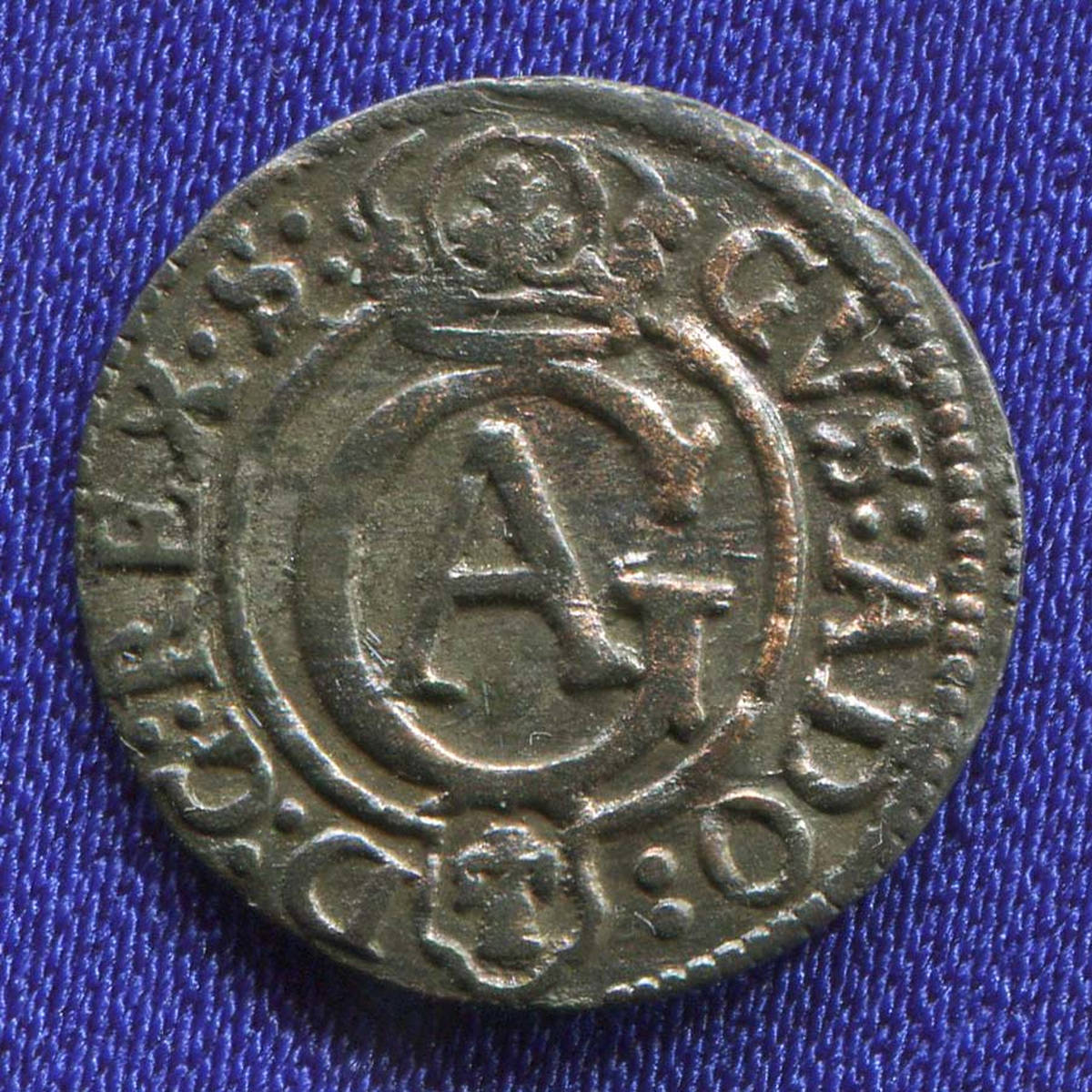 Ливония (Шведская оккупация Риги) 1 солидус 1621-1710 XF-AU Густав II Адольф  