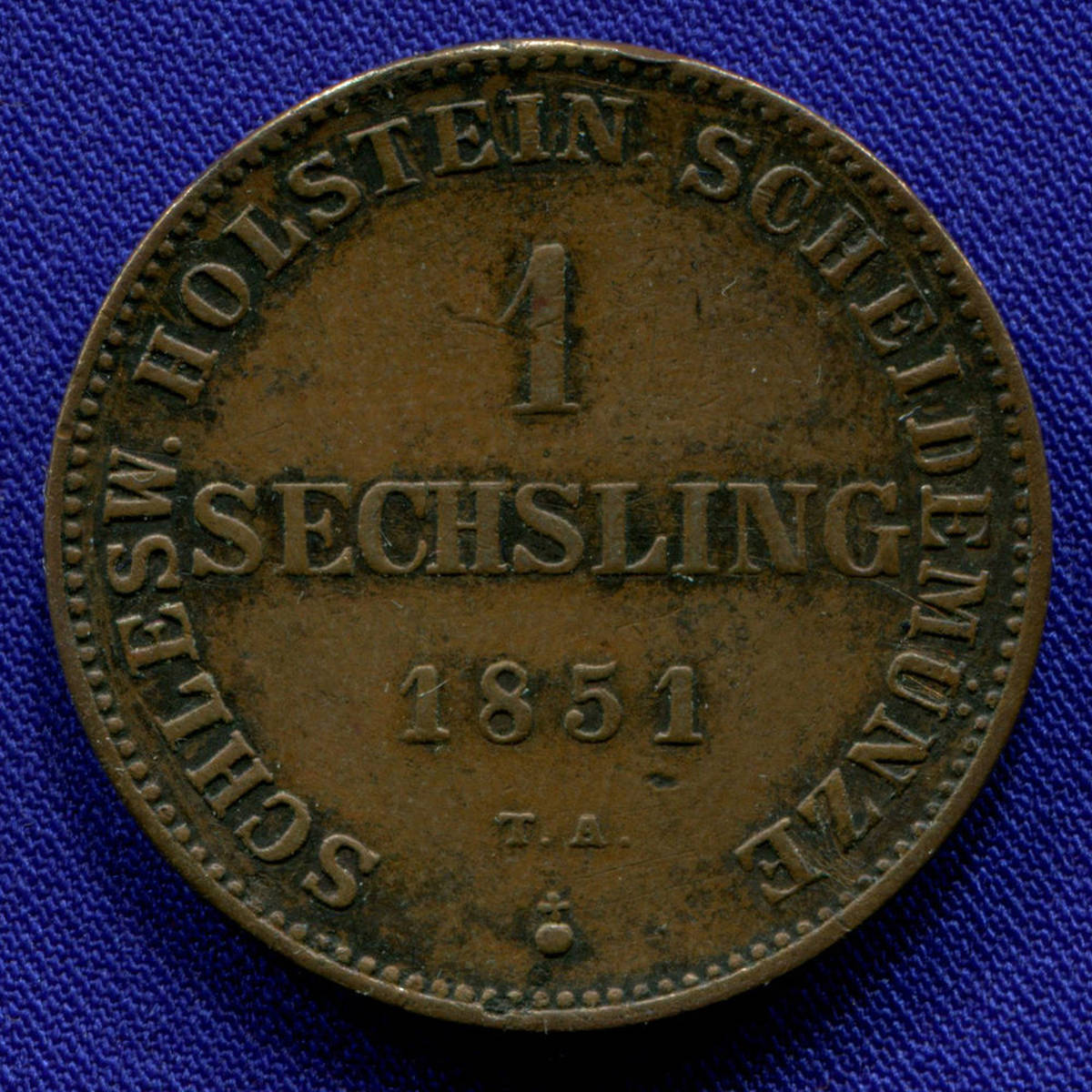 Германия/Шлезвиг - Гольштейн 1 шешлинг 1851 VF  - 28184