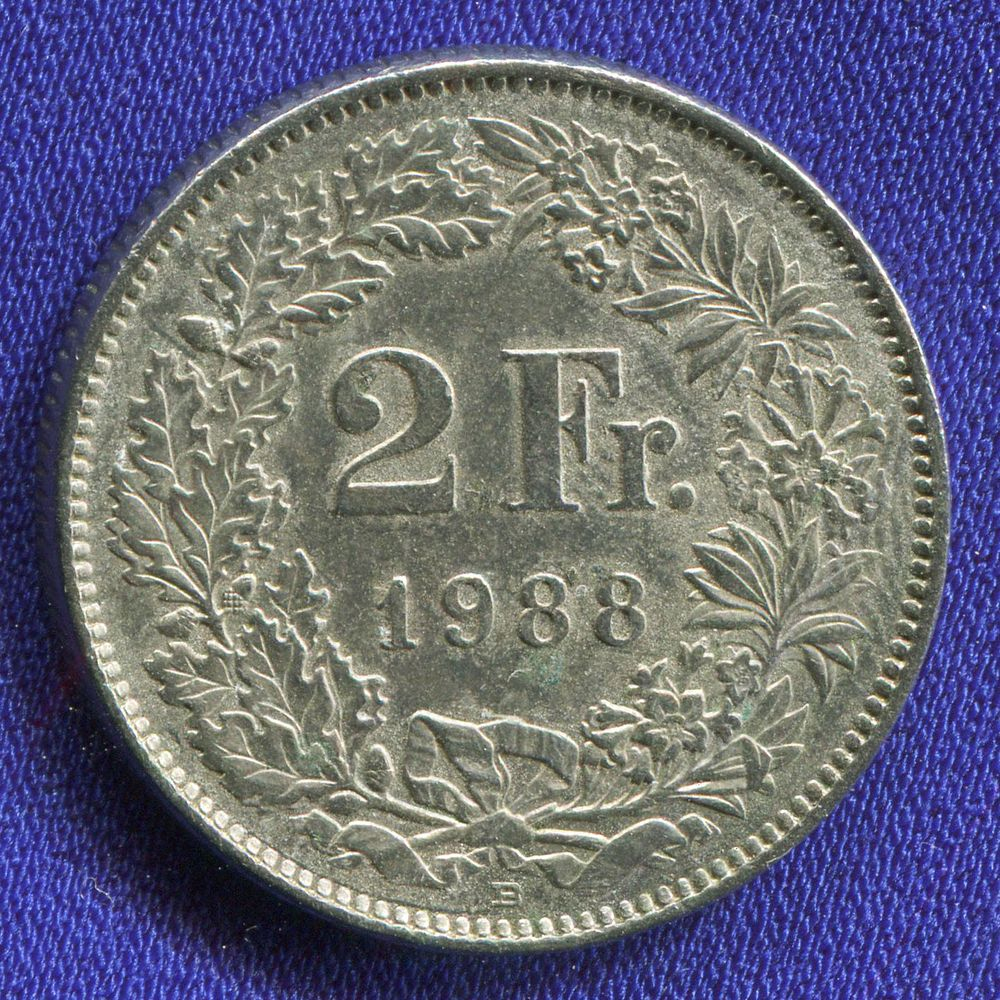 Швейцария 2 франка 1988 XF-  - 41943