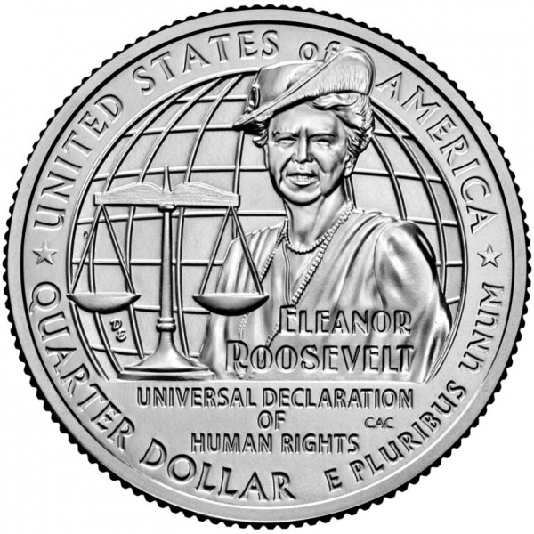 США 25 центов 2023 UNC Американские женщины, Элеонора Рузвельт, НОВАЯ СЕРИЯ МОНЕТ, двор D