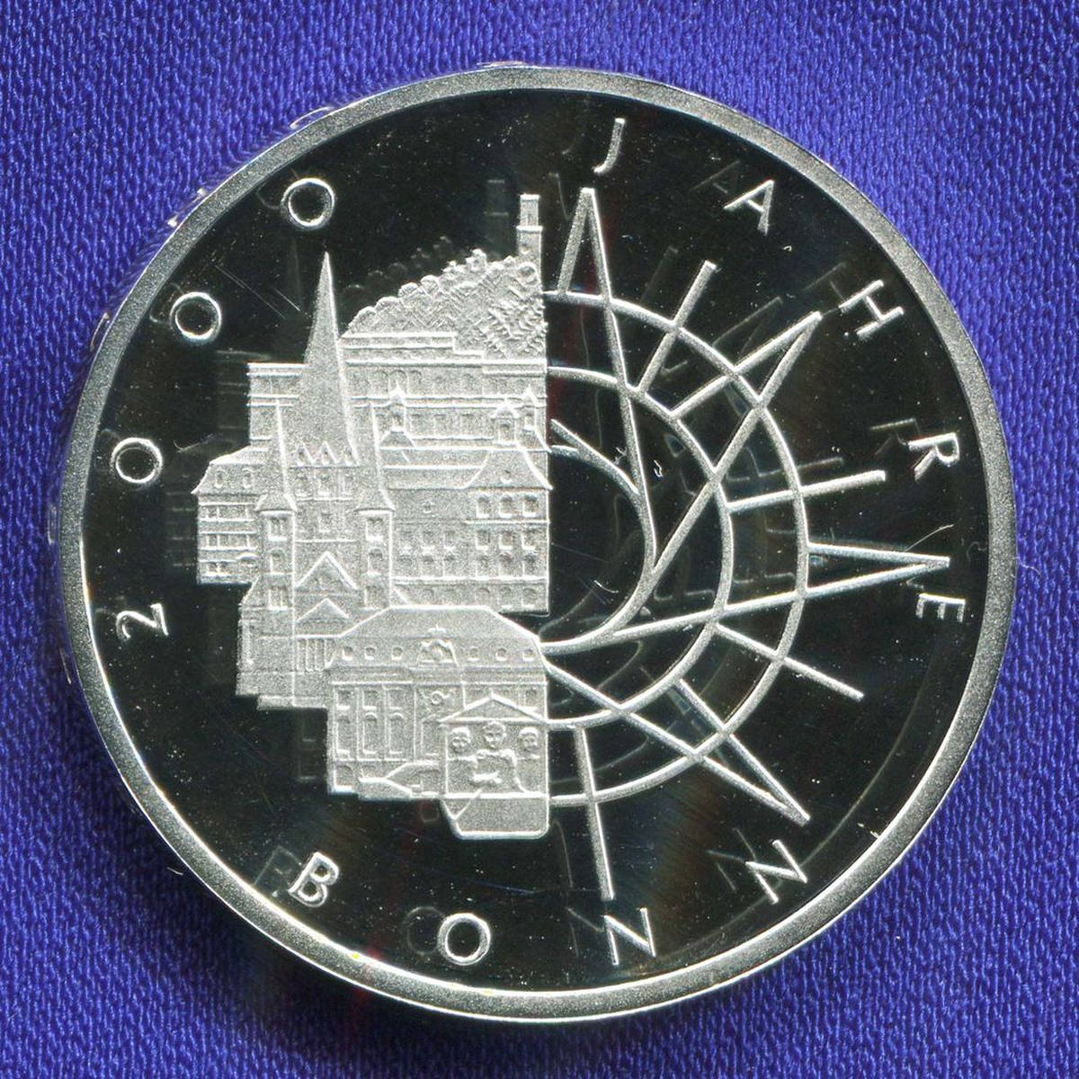 ФРГ 10 марок 1993 Proof 2000 лет городу Бонн 