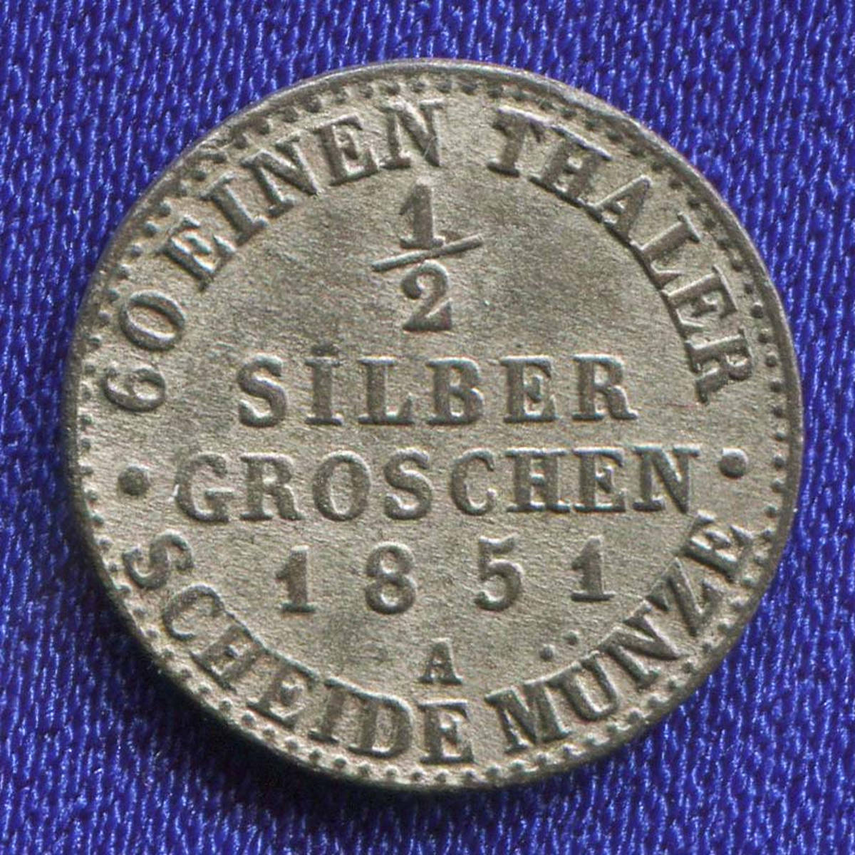 Германия/Пруссия 1/2 гроша 1851 XF Фридрих Вильгельм IV  - 39581