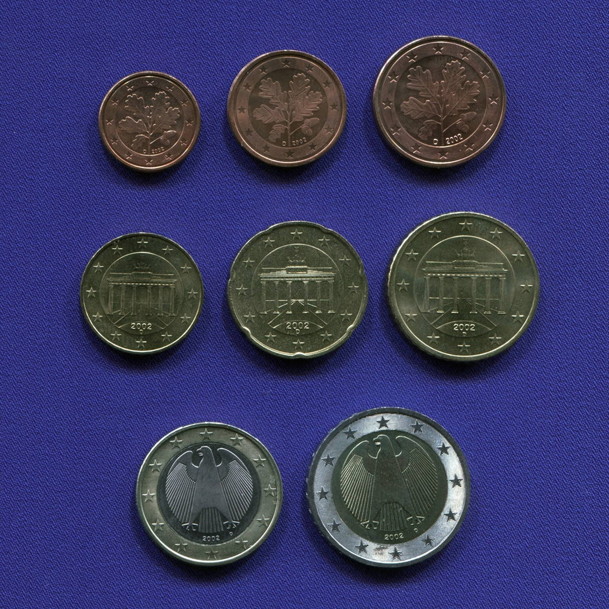 Набор монет Германии EURO 8 монет 2002 UNC - 10150