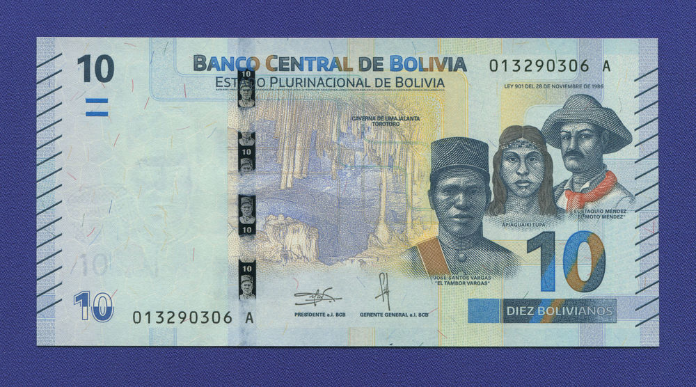 Боливия 10 боливиано 2018 UNC - 25677