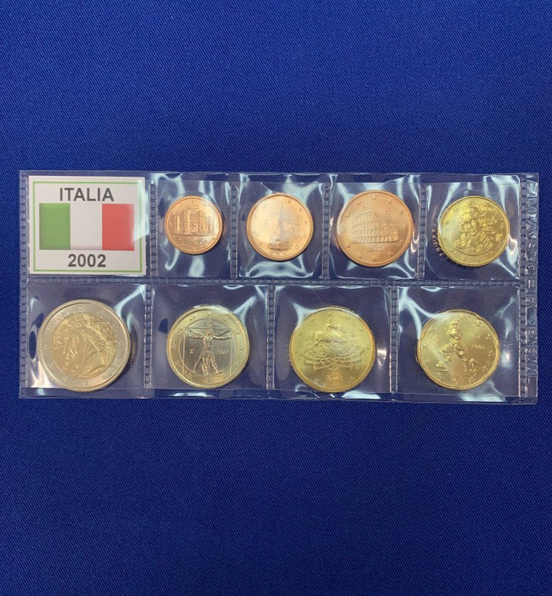 Набор монет Италии EURO 8 монет 2002 UNC - 37325
