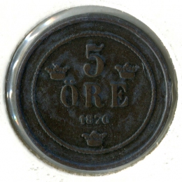 Швеция 5 эйре 1876 #736