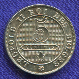Бельгия 5 сантимов 1900 UNC