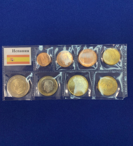 Набор монет Испании EURO 8 монет 1999 - 2015 UNC портрет короля Филиппа VI