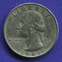 США 25 центов 1987 VF+ 