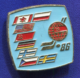 Значок «Хоккей чемпионат 1986» Алюминий Булавка