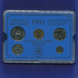 Швеция набор - 5 монет 1991 UNC