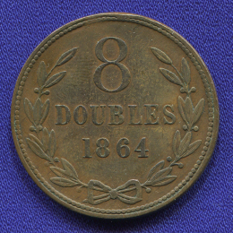 Гернси 8 дублей 1864 XF