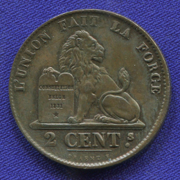 Бельгия 2 сантима 1857 XF