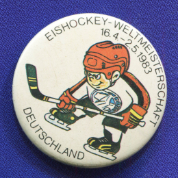 Значок «Хоккей Eishockey weltmeisterchaft (чемпионат мира по хоккею с шайбой) 16.4.-2.5.1983 Германия » Алюминий Булавка