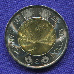 Канада 2 доллара 2017 UNC 150 лет Конфедерации Канада - Полярное сияние 