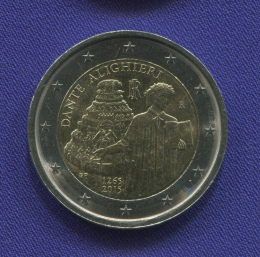 Италия 2 евро 2015 UNC 750 лет со дня рождения Данте Алигьери 